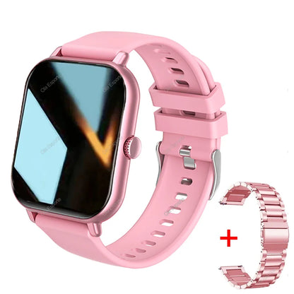 +2pc Straps Smart Watch Women Men Smartwatch 1.44'' Square Dial Call BT Music Smartclock For Android IOS Fitness Tracker Watches