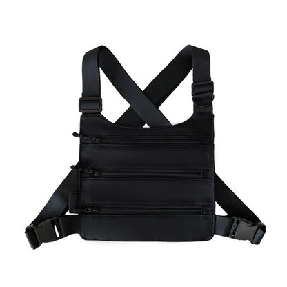 Beg Dada Taktikal Berfungsi untuk Lelaki Fesyen Peluru Hip Hop Vest Beg Streetwear Beg Pinggang Uniseks Beg Rig Dada Hitam 899 