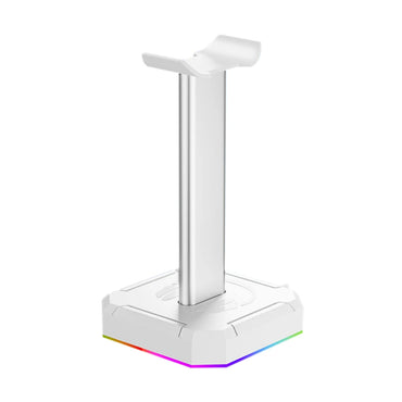 RGB Gaming Headphone Stand 10 Lighting Effects Dual USB Port 3.5mm Audio Port Desktop Gaming Headset Holder Hanger for Gamer PC