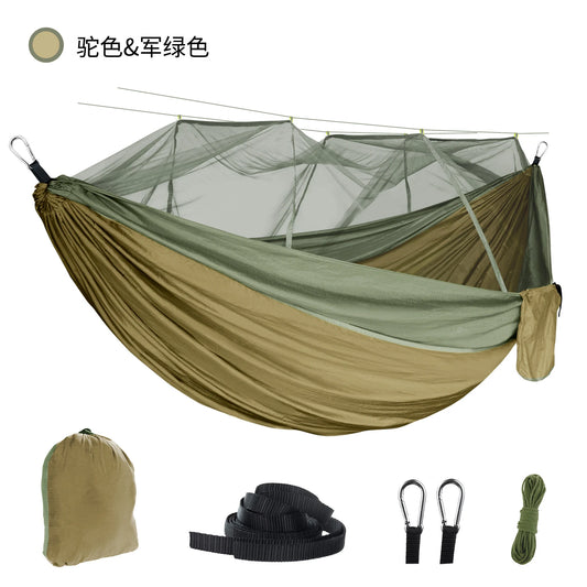 260x140cm Camping Hammock with Mosquito Net Camping Anti-rollover Nylon Portable Hanging Hammocks Chair Outdoor Hanging Bed Net