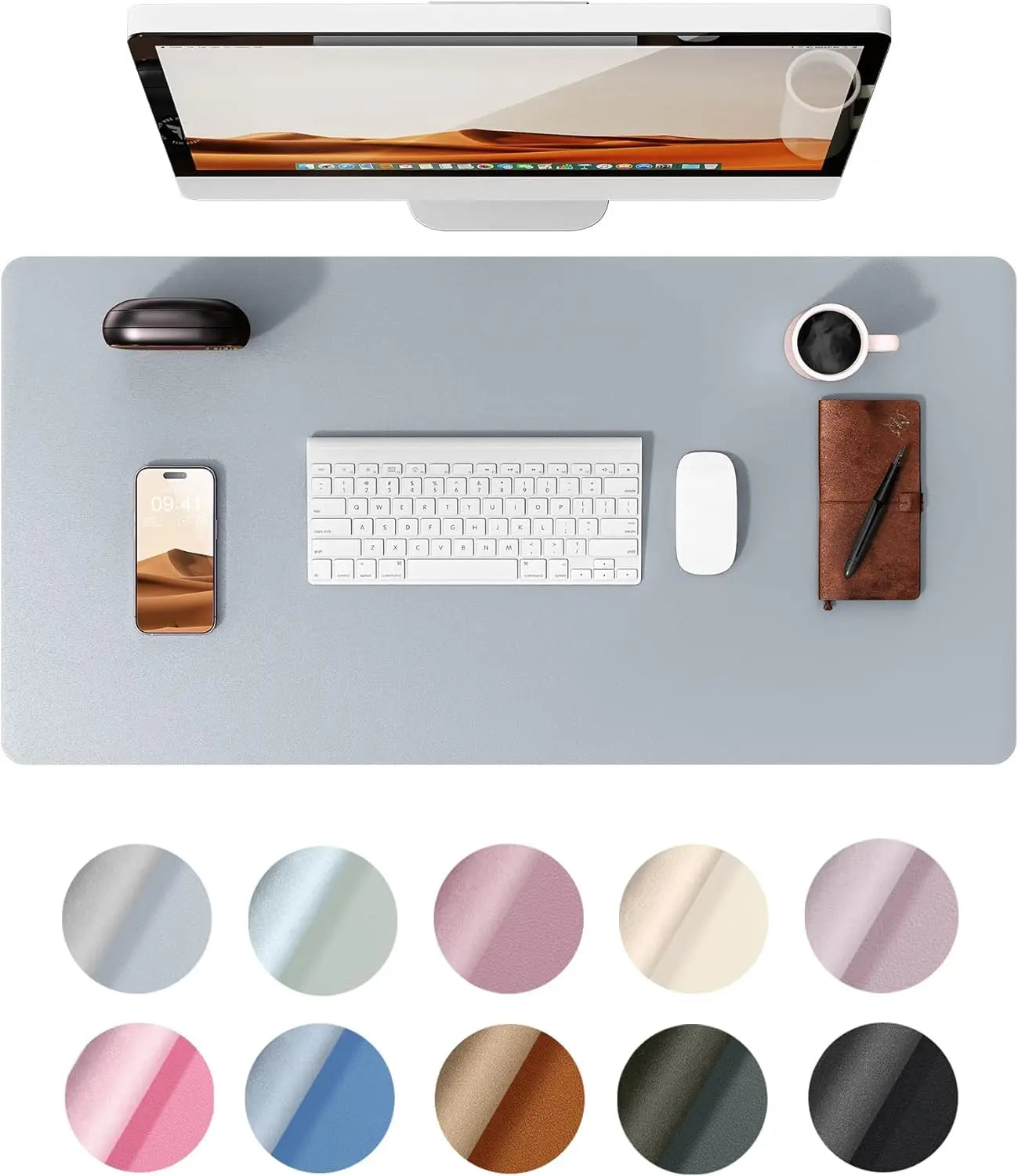 Leather Desk Pad Protector, Office Desk Mat, Large Mouse Pad, Non-Slip PU Leather Desk Blotter, Laptop Desk Pad  Waterproof