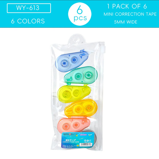 6 pcs/set Cute Mini Morandi Color Correction Tape Kawaii Small Portable Writing Correct Tape Tool School Student Stationery