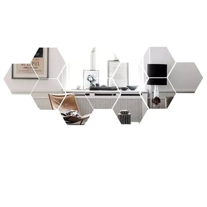 6/12Pcs Hexagon Acrylic Mirror Wall Stickers Home Decor DIY Removable Mirror Sticker Living-Room Decal Art Ornaments For Home