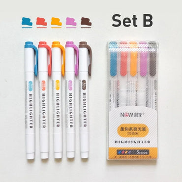 5/10/15/30 Colors Cute Double Head Highlighter Pen Art Marker Painting Pen Soft Color Fluorescent Pen School Office Stationery