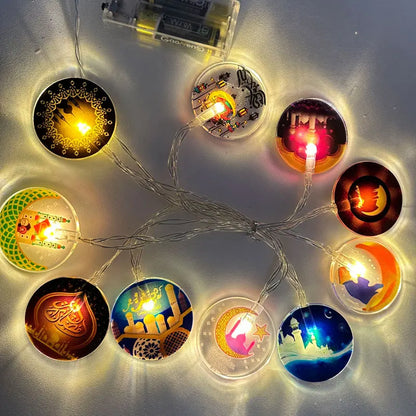 Ramadan Star Moon Castle Lampu Rentetan LED Eid Mubarak Hadiah Islam Muslim Ramadan Kareem Hiasan untuk Pesta Aidilfitri di Rumah 