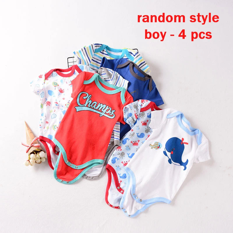 1/4 Keping Baju Bayi Baru Lahir Jumpsuit Lengan Pendek Cetak Kartun Kanak-Kanak Kanak-kanak Perempuan Kapas Pakaian Baju Monyet Bayi 0-12Bulan 