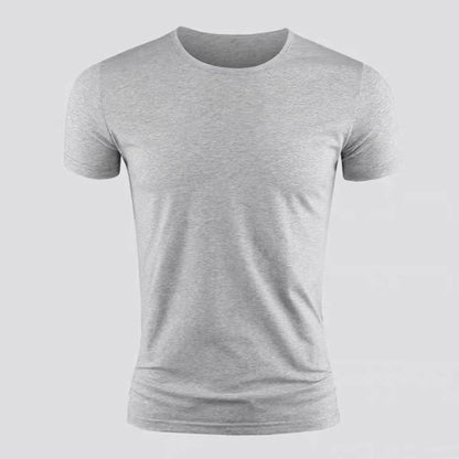 New Men's Short Sleeve T-Shirt Basic Plain Casual Gym Muscle Crew Neck T-Shirts Slim Fit Tops Tee Summer Man Clothing