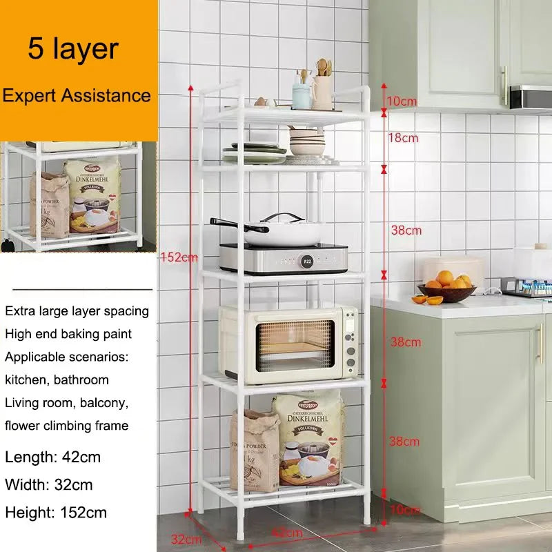 Floor-Standing Microwave Storage Rack Household Microwave Stove Shelf Bathroom Pantry Closet Kitchen Storage Multi-Layer Shelf