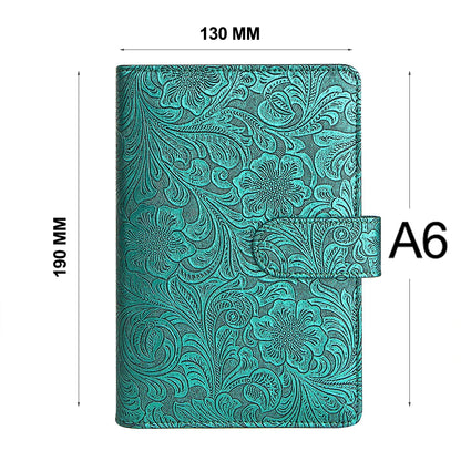 A5 A6 Notebook Cover Metal Color 6 Ring Binder PU Clip-on Notebook Leather Loose Leaf  Notebooks Journal Stationery