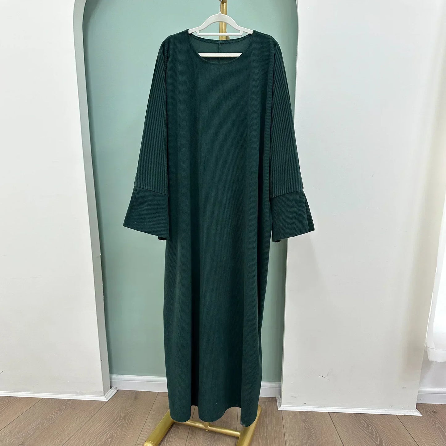 Corduroy Closed Abaya for Women Winter Islamic Clothes Loose Warm Muslim Dress Dubai Turkey Modest Kaftan Ramadna Eid Hijab Robe