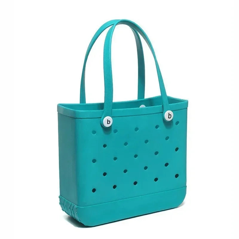 Beg Pantai Bogg Sederhana EVA Getah Kalis Air Beg Tangan Bahu Kolam Berkelah Wanita Membeli-belah Bakul Penyimpanan Tote Jelly Sac Beg Bogg 
