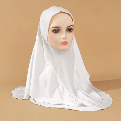 Chiffon Hijab Jersey Hijabs for Women Turban Malay Pullover Headgear Double Layer Solid Color Headscarf Bonnet Hijab Turbante