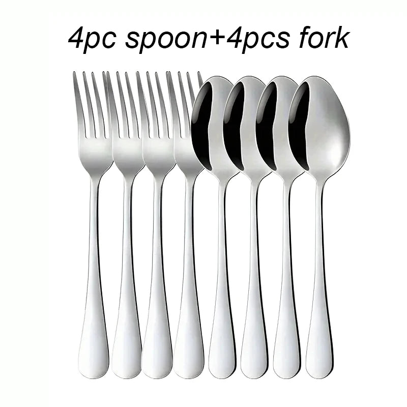 16pcs Stainless steel tableware fork and spoon set, economy set fork and spoon, suitable for restaurants, parties and families