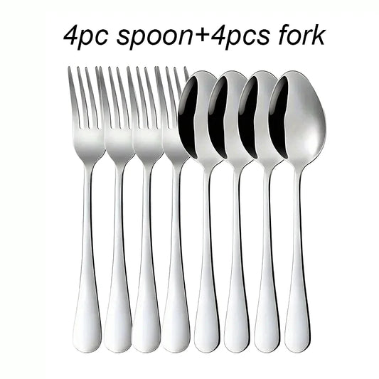 16pcs Stainless steel tableware fork and spoon set, economy set fork and spoon, suitable for restaurants, parties and families