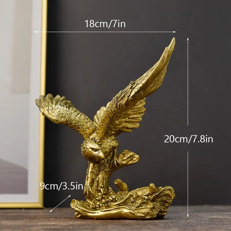 Golden Eagle Resin Ornaments Statue Golden Eagle Sculpture Modern Home Office Figurine Decor Desktop Decoration