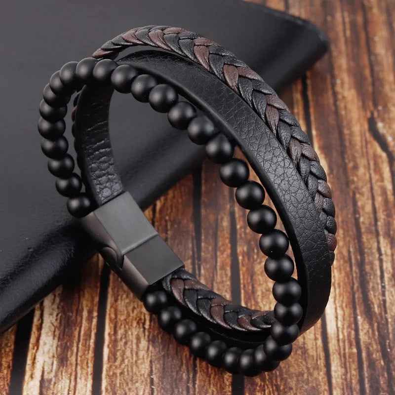 Vintage Wide Leather Woven Wolf Head Bracelet for Men Celtic Viking Compass Bracelet Jewelry Male Accessories Gifts To Boyfriend