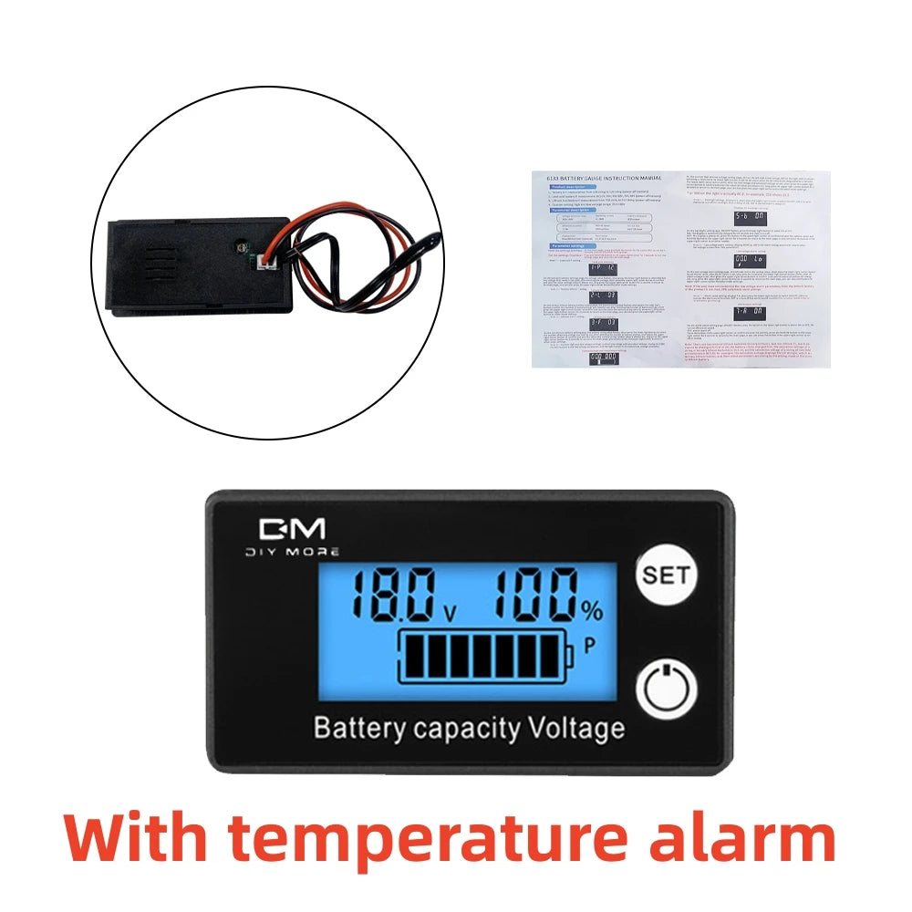 6133A DC Bateri Voltmeter Penunjuk Kapasiti 8V-100V Meter Kuasa Litium LiFePO4 sel asid plumbum 12V 24V 48V untuk Bateri LCD 