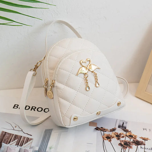 Ins-Style Backpack Things For Girls Women Cute Swan Hanging Embroidery Backpack Leather Portable for Travel Ladies Satchel Bags