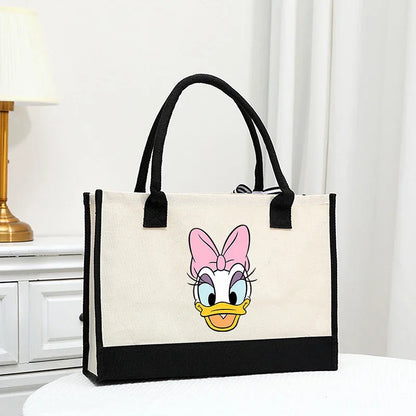 Disney Mickey Women Handle Tote Beach Bag Handbag Simple Wedding Large Capacity Shoulderbag Shopper Picnic Beach Gift Bags