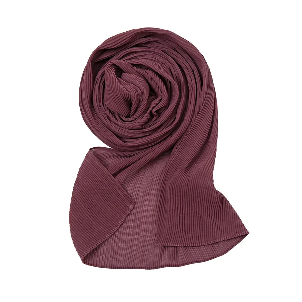 Big Size Pleated Chiffon Hijab Scarf for Muslim Women Turban Pashmina Shawls and Scarves Women Bandana Headband Hijabs Headscarf