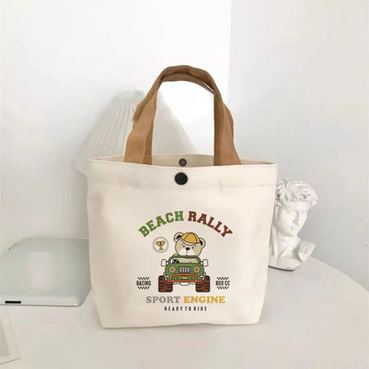 2024 New Canvas Bag Versatile Handbag Female Student Lunch Box Bag Simple Tote Bag Office Worker Lunch Bag Tote bag