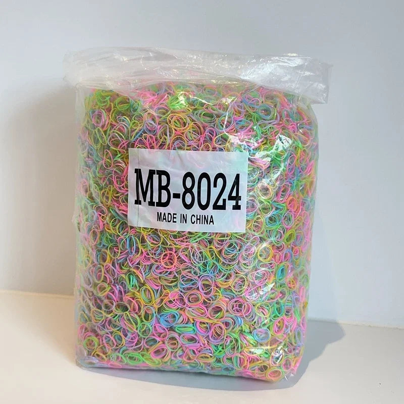 1000Pcs/bag Girls Colourful Disposable Rubber Band Hair Ties Headband Children Ponytail Holder Bands Kids Hair Accessories