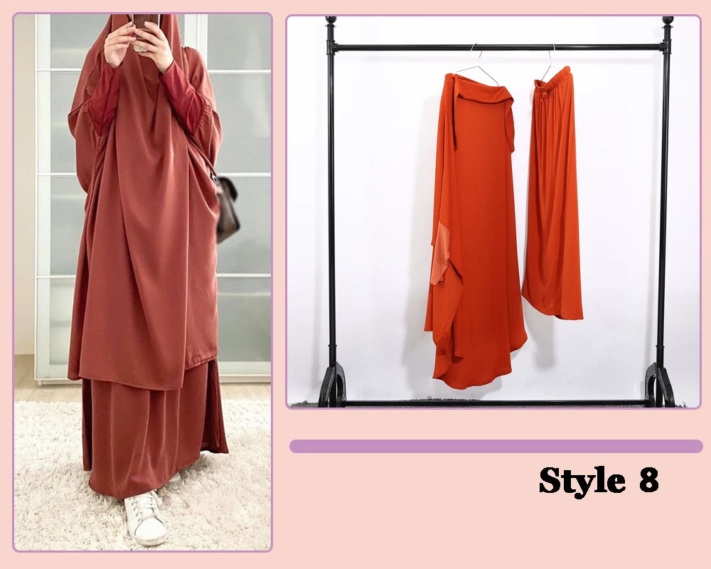 Women Hooded Muslim Hijab Dress Eid Prayer Garment Jilbab Abaya Long Khimar Full Cover Ramadan Gown Abayas Islamic Clothing