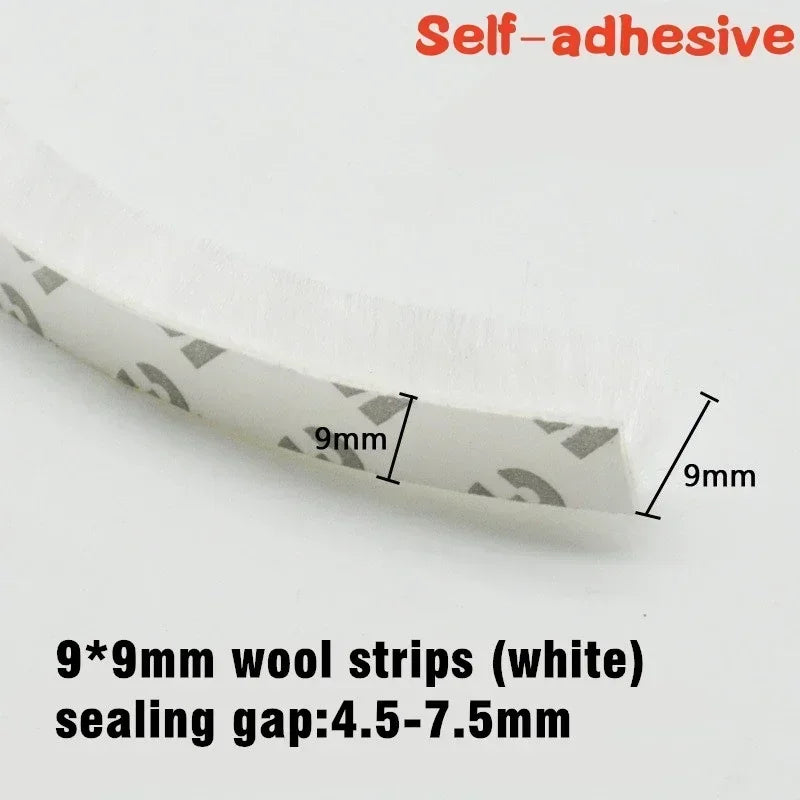 10M  Sealing Brush Strip Aluminium Alloy Door Window Soundproof Weather Stripping Seal for Dustproof Groove Gap Filler Blocker