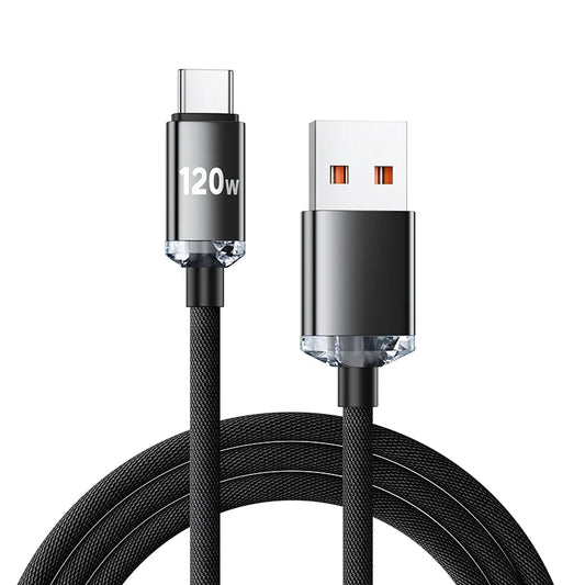 Kabel USB Jenis C Pengecasan Pantas 120W 6A untuk iPhone 15 Pro Max Huawei Honor Pengecas Telefon Mudah Alih Kabel USB C 