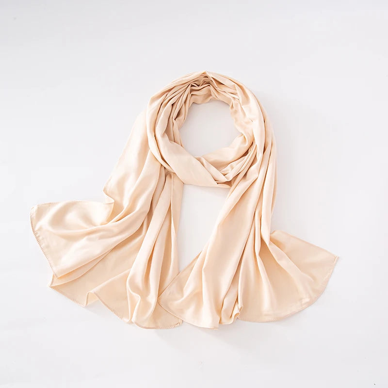 Cheap Plain Long Satin Polyester Scarves Matte Feeling Solid Women Scarf Soft Malaysia Women Shawl Big discount Muslim Hijab