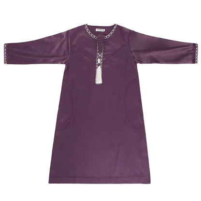 Arab Muslim Kids Boy Jubba Thobe Abaya Satin Long Dress Kaftan untuk Anak-anak Pakaian Islami Jubah Panjang Dress Dubai Arab Ramadan 