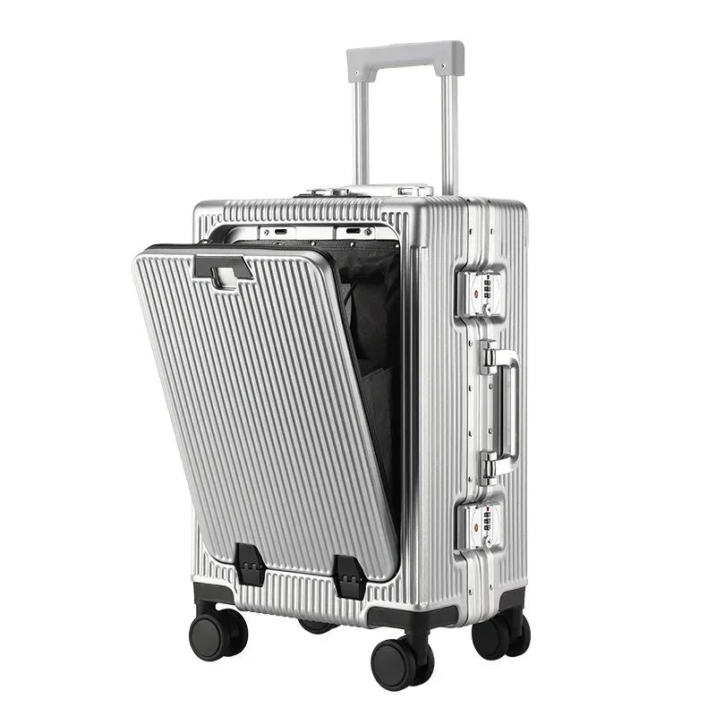 20/22/24/26/28'' Rolling Luggage Laptop Front Open Pocket Case Aluminum Frame Travel Trolley Suitcase Cabin Carry on Luggage Bag