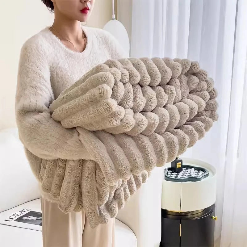 Soft Blanket Winter Warm Bedspread on The Bed Office Thicken Blankets INS Solid Color Sofa Cover Plaid Bedroom Decoration 담요