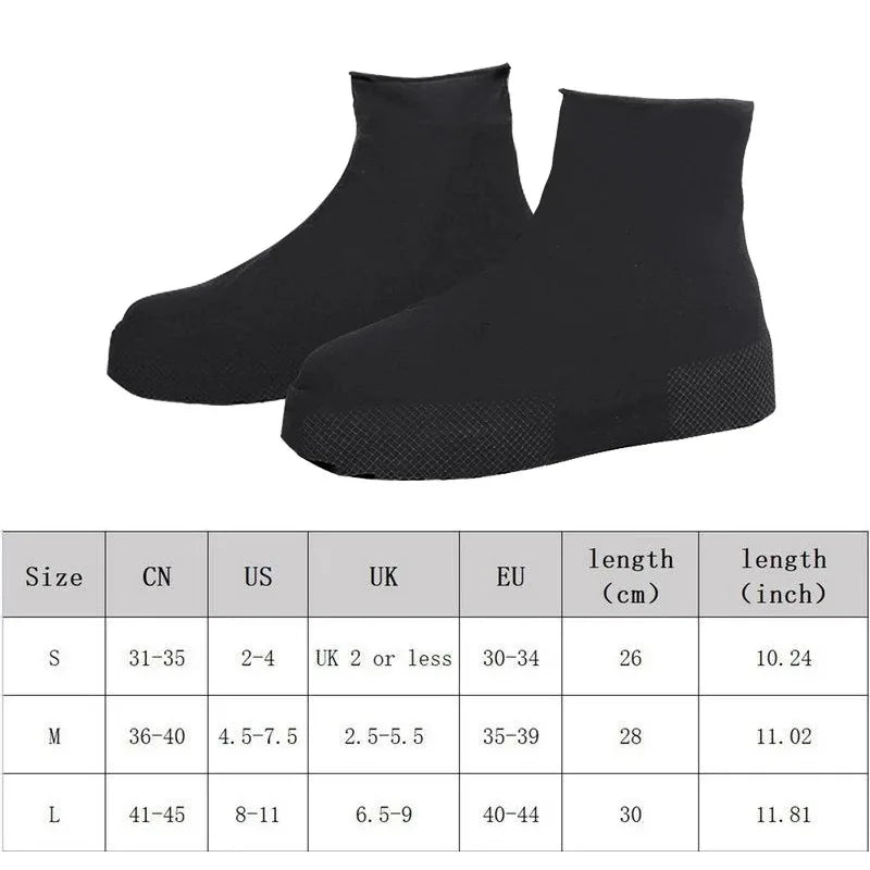 1 Pair Silicone WaterProof Shoe Covers Lip-resistant Rubber Rain Boot Rain Gear Overshoes Accessories for Outdoor Rainy Day