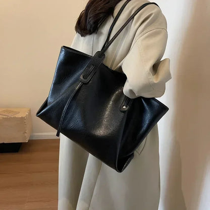 Large Capacity Women's Tote Bag 2024 Winter Fashion Trend Leather Shoulder Bags Office Handbag Fashion Lady Commuter Bags