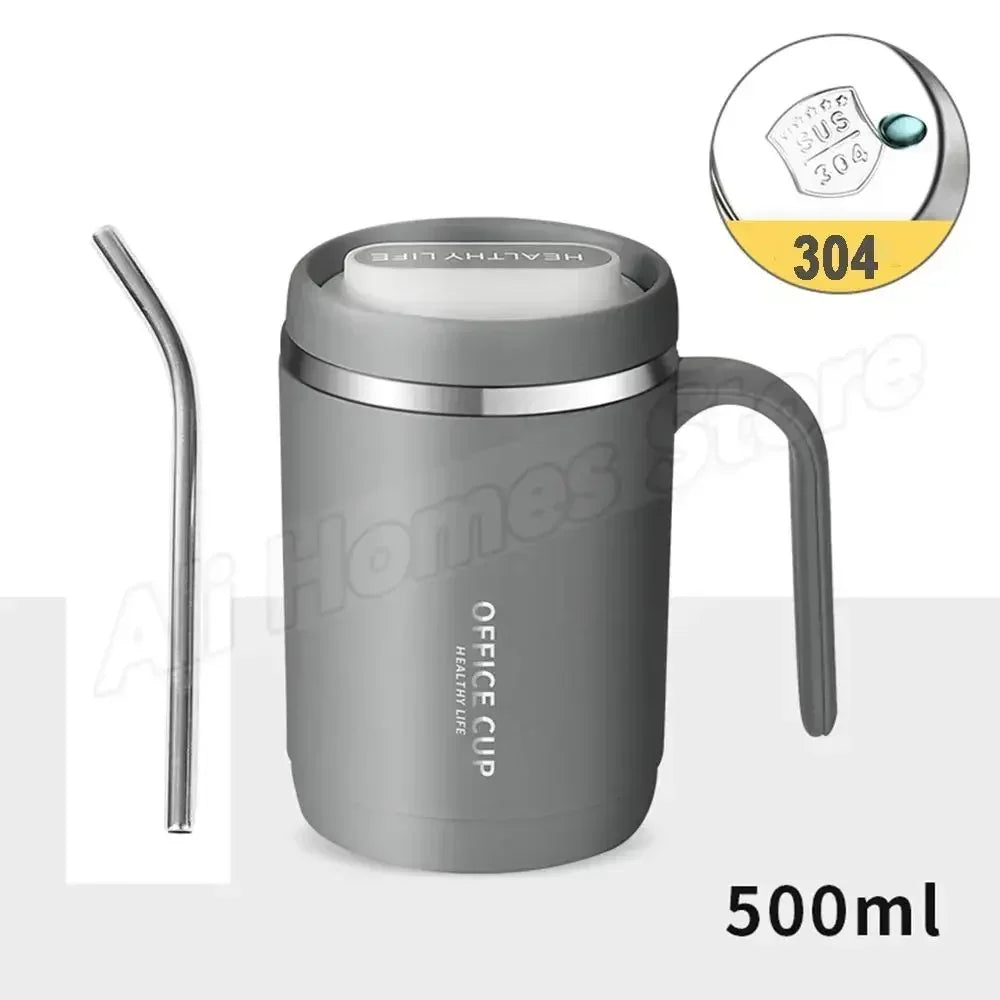 Thermal Coffee Cup to Carry 500ml Thermos Coffee with Straw Stainless Steel Mug with Lid Bottle for Coffee Mugs Thermal Mug