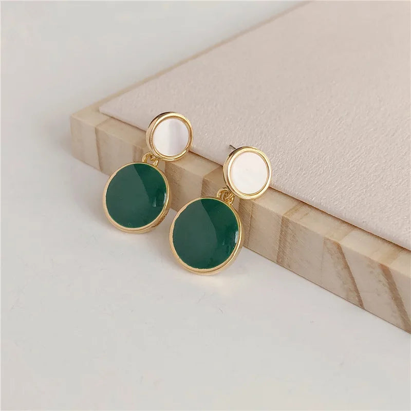 Vintage Red Green Enamel Water Drop Earrings For Women Piercing Ear Jewelry Korean Female Hanging Earring Lovely Kolczyki Gift