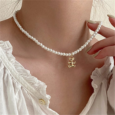 Kalung Choker Rantaian Mutiara Fesyen Korea IFMIA untuk Wanita Wanita Trend Perhiasan 2022 Kalung Loket Jantung Pertunangan Pengantin 