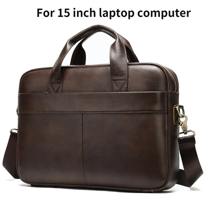 Genuine Leather Men Laptop Handbags For MacBook Dell HP Acer 14 15 Inch Laptop Man Leather Briefcase Computer Bags Male Work Bag