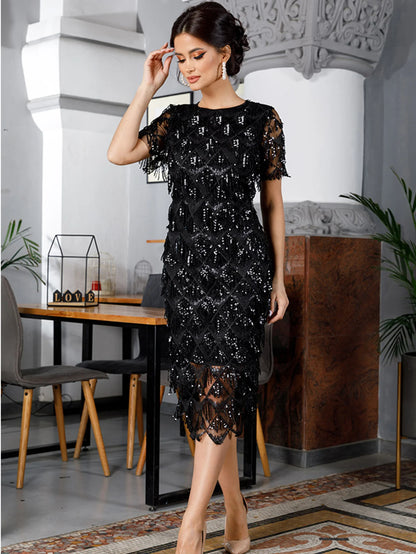 Sexy Black vintage maxi sequin summer dress women elegant club long party dresses bodycon office woman dress clothes vestidos HL