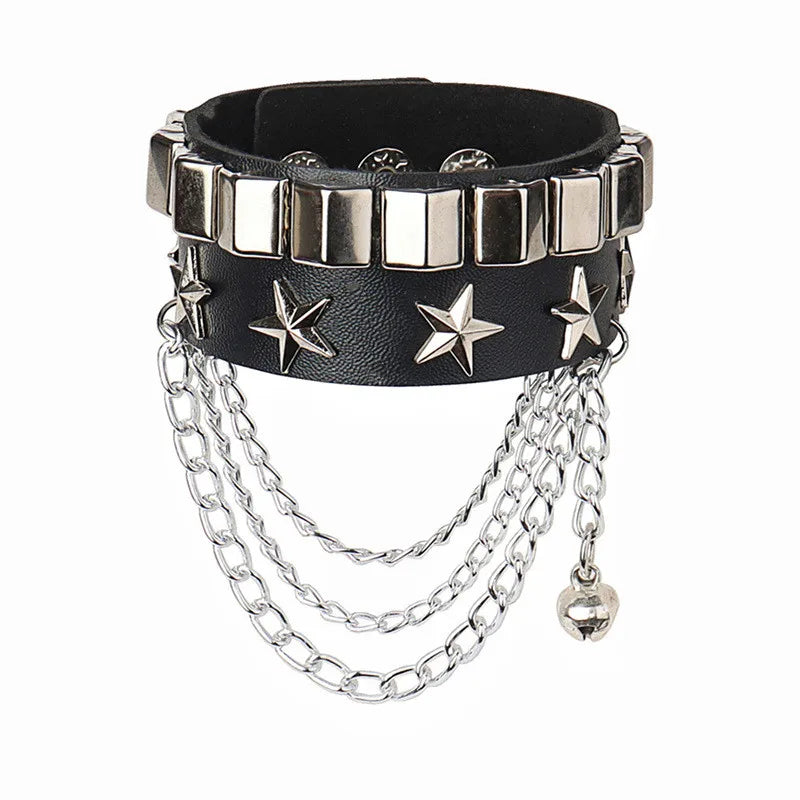 2022 Punk Rivet Nightclub Trend Bracelet Skull Bracelets Bangle Stainless steel Gothic Multi-level Fashion Jewelry wholesale