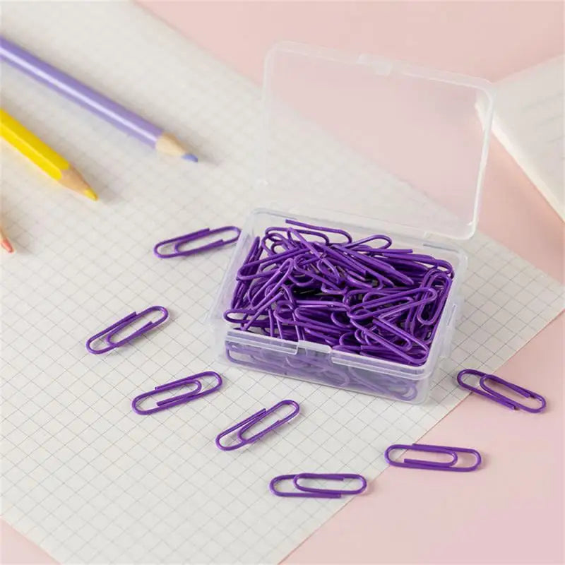 Box Colored Paper Clip Metal Clips Memo Clip Bookmarks Stationery Office Accessories School Supplies Length 18mm/50mm
