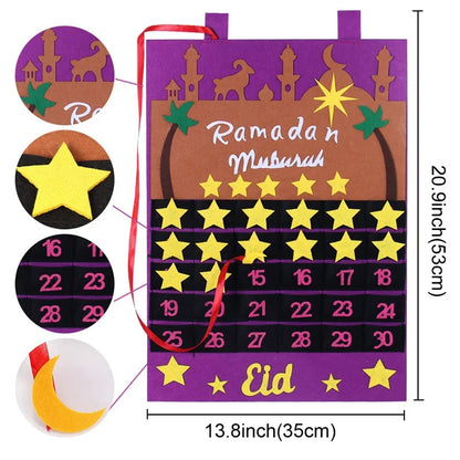 Eid Mubarak DIY Felt Countdown Calendar Hiasan Ramadan Untuk Rumah Islam Muslim Party Suppiles Ramadan Kareem Eid Al Adha 