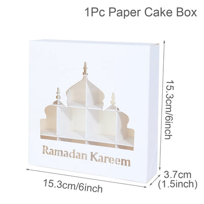 Kotak Hadiah Eid Mubarak Kek Kotak Gula-gula Hiasan Ramadan untuk Rumah 2024 Perlengkapan Pesta Muslim Islam Aidilfitri Ramadan Kareem 