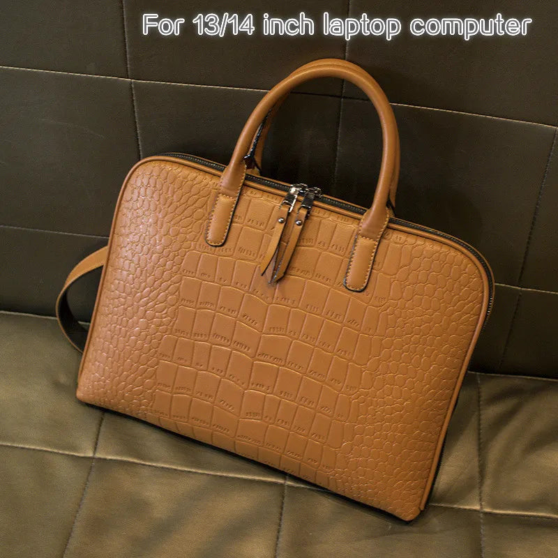 2024 Business Women's Briefcase Leather Handbag Women Totes 15.6 14 Inch Laptop Bag Shoulder Office Bags For Female Briefcases