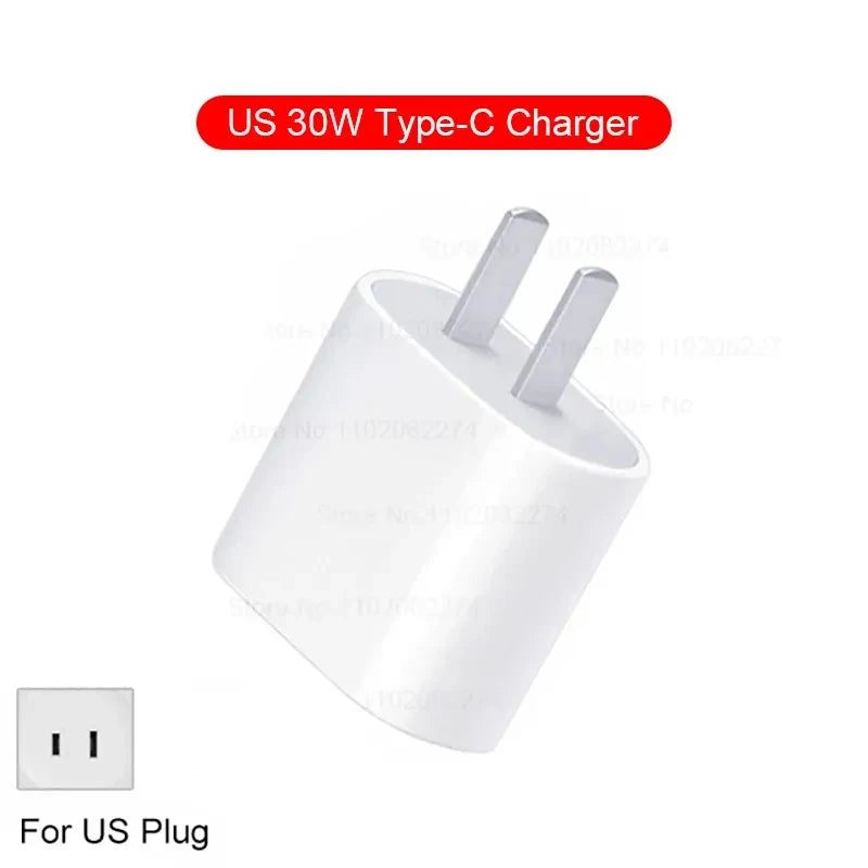 Pengecas Pantas PD 30W untuk Apple iPhone 14 11 12 13 15 Pro Max Kabel Pengecasan Pantas untuk Aksesori Telefon Pengecas iPhone 15 14 Plus 