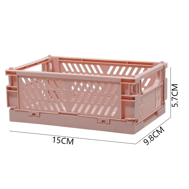 Plastic Foldable Storage Crate Folding Box Basket Stackable Cute Makeup Jewellery Toys Boxes for Storage Box Organizer Portable