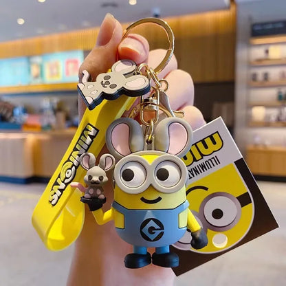 Anime Minions Keychain12 Chinese Zodiac Series Kartun Comel Mainan Kanak-kanak Cincin Kunci Beg Sekolah Hadiah Aksesori Kunci Kereta