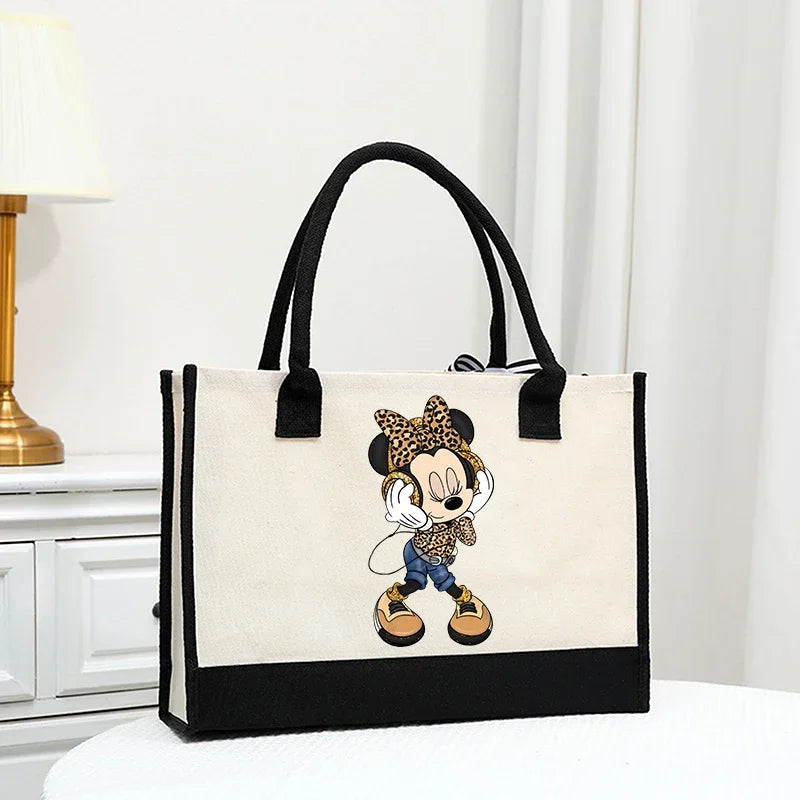 Disney Mickey Women Handle Tote Beach Bag Handbag Simple Wedding Large Capacity Shoulderbag Shopper Picnic Beach Gift Bags