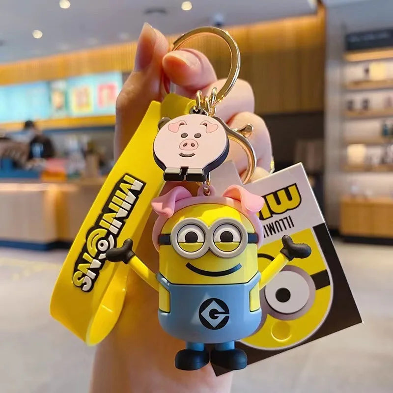 Anime Minions Keychain12 Chinese Zodiac Series Kartun Comel Mainan Kanak-kanak Cincin Kunci Beg Sekolah Hadiah Aksesori Kunci Kereta